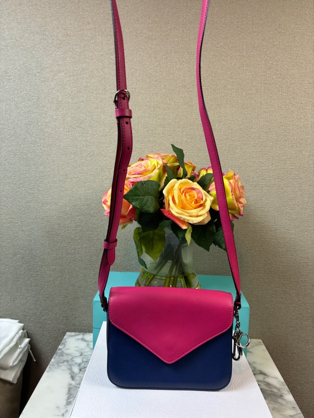 Dior Pink & Blue Leather Diorissimo Promenade Crossbody - Beautiful Pre-Loved - Picture 5 of 16